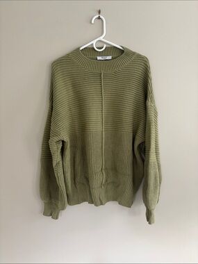 Olive Green Ribbed Knit Sweater